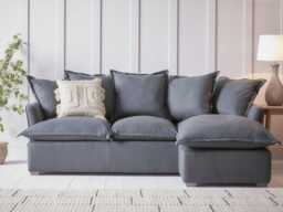 Umea Chaise Left Hand Facing Sofa - Dusky Blue Cotton Stripe - thumbnail 3