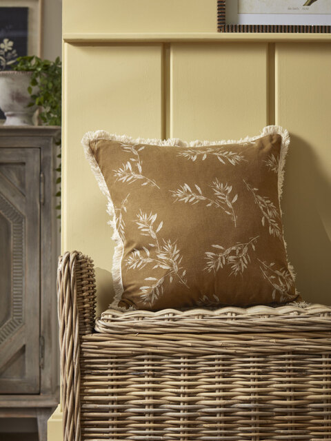 Olive Print Cushion - Ochre - image 1
