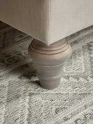 Square Coffee Table Ottoman - Warm Sand Wide Cotton Stripe - thumbnail 2