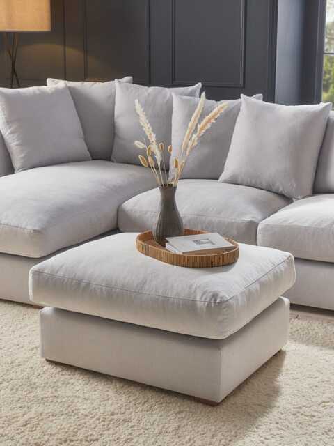 Lyon Ottoman - Navy Opulent Cotton Velvet - image 1
