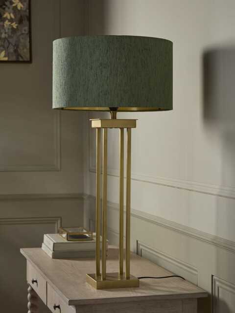 Satin Brass Column Table Lamp - image 1