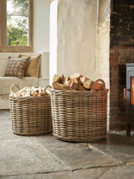 Two Rattan Log Baskets - Round - thumbnail 1