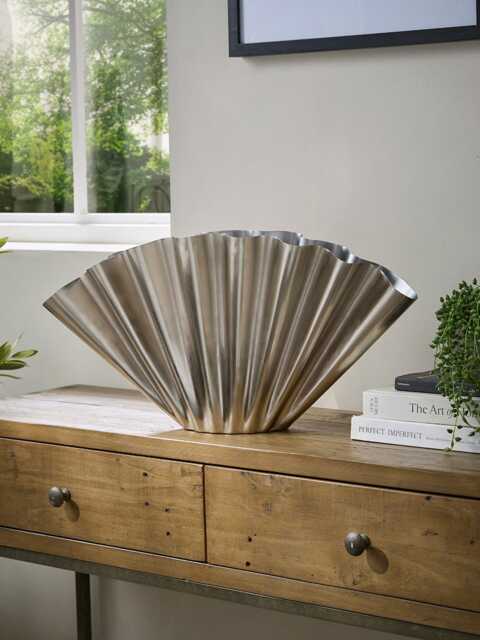 Statement Fluted Display Vase - Steel Finish - image 1