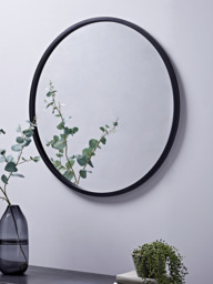 Black Bevelled Round Mirror - Large