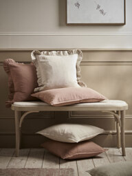 Ruffle Cotton Linen Square Cushion Cover - Vintage Rose - thumbnail 5