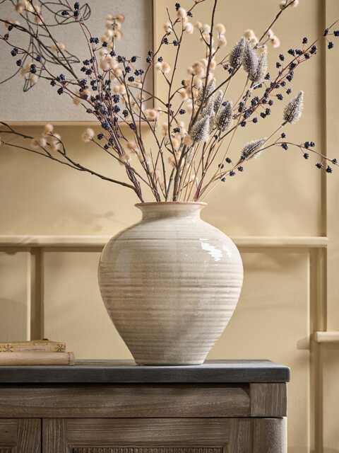 Fluted Brindle Glazed Urn Vase - image 1