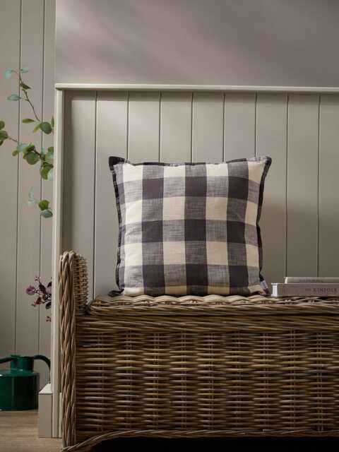 Gingham Indoor Outdoor Cushion - Navy - image 1