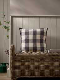 Gingham Indoor Outdoor Cushion - Navy