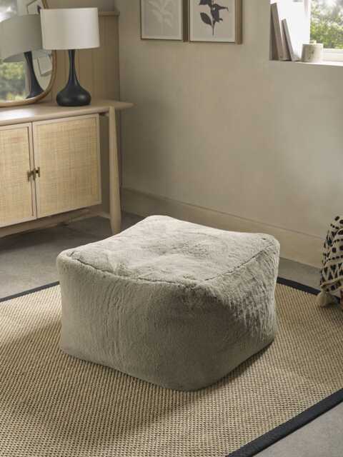 Cosy Luxe Faux Fur Pouffe - Mink - image 1