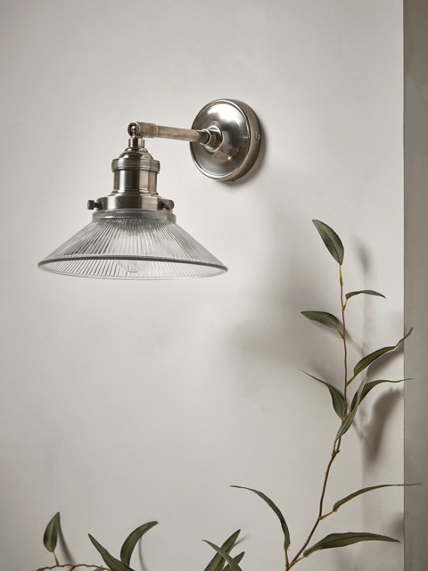 Antique Fluted Glass Wall Light - Silver - image 1