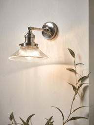 Antique Fluted Glass Wall Light - Silver - thumbnail 2