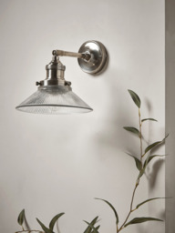 Antique Fluted Glass Wall Light - Silver