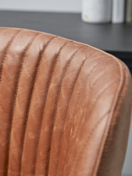 Fluted Leather Swivel Chair - Tan - thumbnail 5