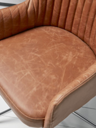 Fluted Leather Swivel Chair - Tan - thumbnail 4