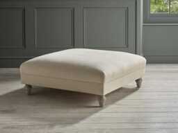 Square Coffee Table Ottoman - Peony Wide Cotton Stripe - thumbnail 4