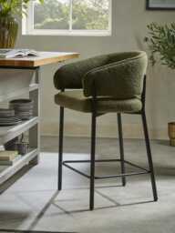 Olive Boucle Stool - thumbnail 1