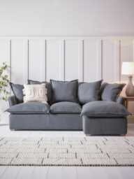 Umea Chaise Right Hand Facing Sofa - Soft Grey Opulent Cotton Velvet