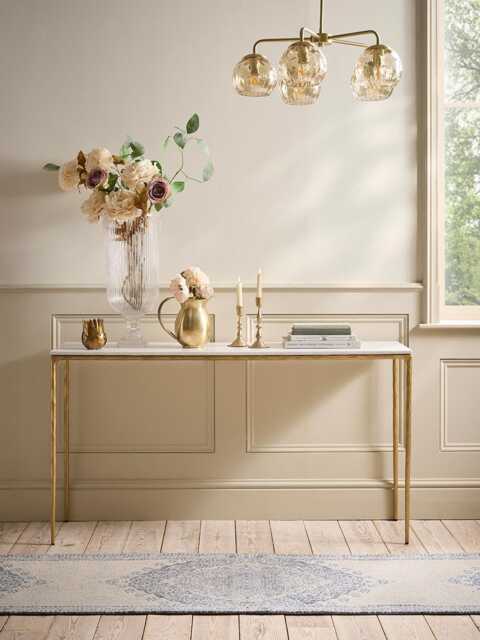Marble & Textured Brass Console Table - image 1