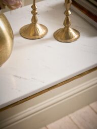 Marble & Textured Brass Console Table - thumbnail 2