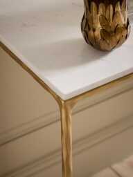 Marble & Textured Brass Console Table - thumbnail 4