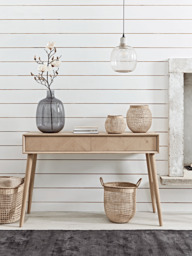 Chevron Oak Storage Console Table - thumbnail 2