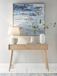 Chevron Oak Storage Console Table - thumbnail 1