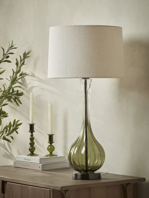 Green Glass Table Lamp - image 1