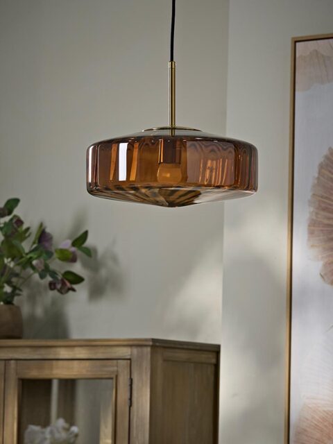 Elliptical Amber Glass Pendant - image 1