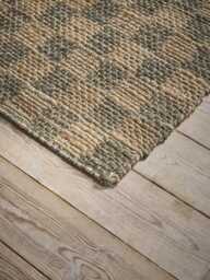 Chequered Jute Rug - Green - thumbnail 3