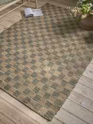 Chequered Jute Rug - Green