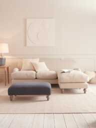 Reine Chaise Left Hand Facing Sofa - Dusky Blue Cotton Stripe