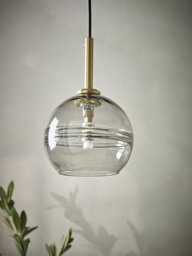 Smoked Ribbed Glass Pendant - Round - thumbnail 1