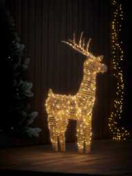 Blonde Faux Rattan Light Up Reindeer - Small - thumbnail 1