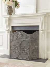 Grey Metal Fire Screen - thumbnail 1