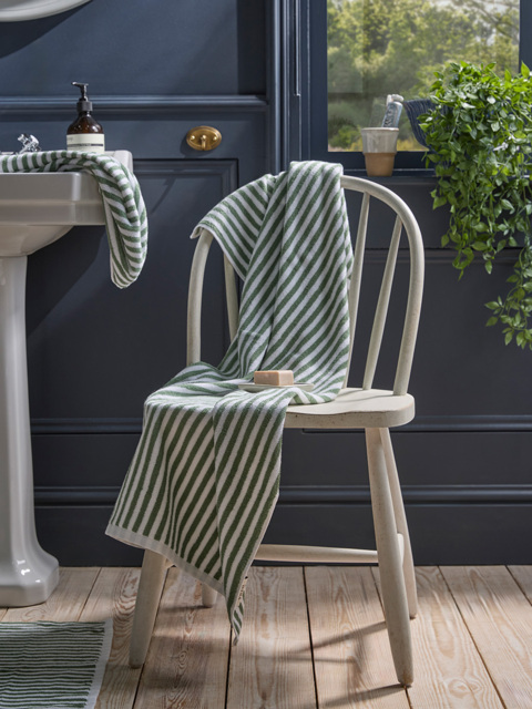 Cotton Striped Bath Towel - Eucalyptus - image 1