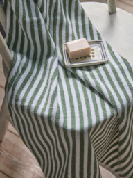 Cotton Striped Bath Towel - Eucalyptus - thumbnail 2