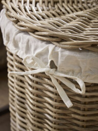 Lined Rattan Laundry Basket - Round - thumbnail 2