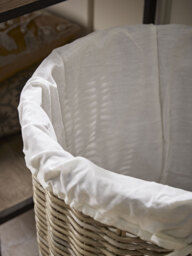 Lined Rattan Laundry Basket - Round - thumbnail 5