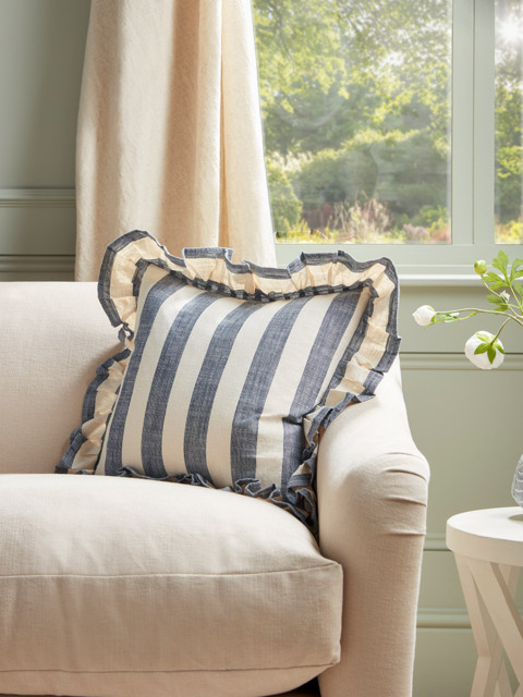 Ruffle Square Cushion - Nautical Stripe - image 1
