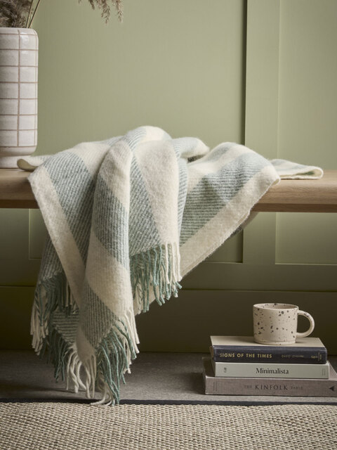 Luxe Stripe Wool Throw - Eucalyptus - image 1