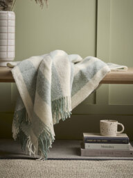 Luxe Stripe Wool Throw - Eucalyptus - thumbnail 1