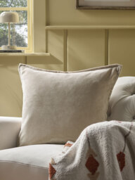 Velvet & Cotton Linen Large Square Cushion Cover - Putty