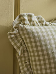 Gingham Ruffle Square Cushion - Sage - thumbnail 2