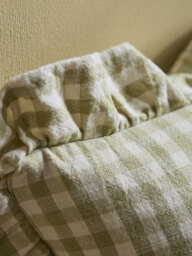 Gingham Ruffle Square Cushion - Sage - thumbnail 3