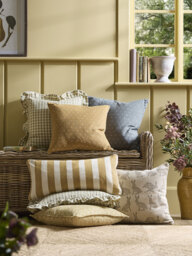 Gingham Ruffle Square Cushion - Sage - thumbnail 4
