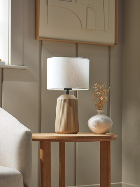 Ribbed Table Lamp - Taupe - image 1