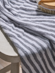 Cotton Striped Bath Towel - Cloud Grey - thumbnail 2