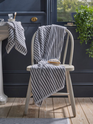 Cotton Striped Bath Towel - Cloud Grey