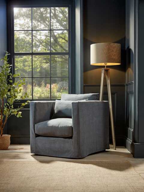 Colmar Armchair - Vintage Taupe Cotton Stripe - image 1