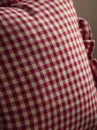 Gingham Ruffle Square Cushion - Red - thumbnail 2